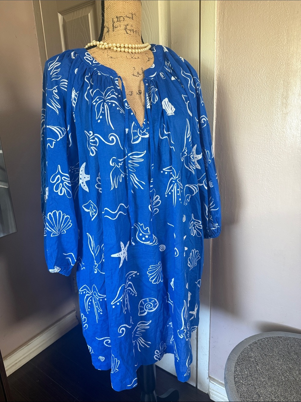 LOFT Royal Blue Seashell Print Tunic